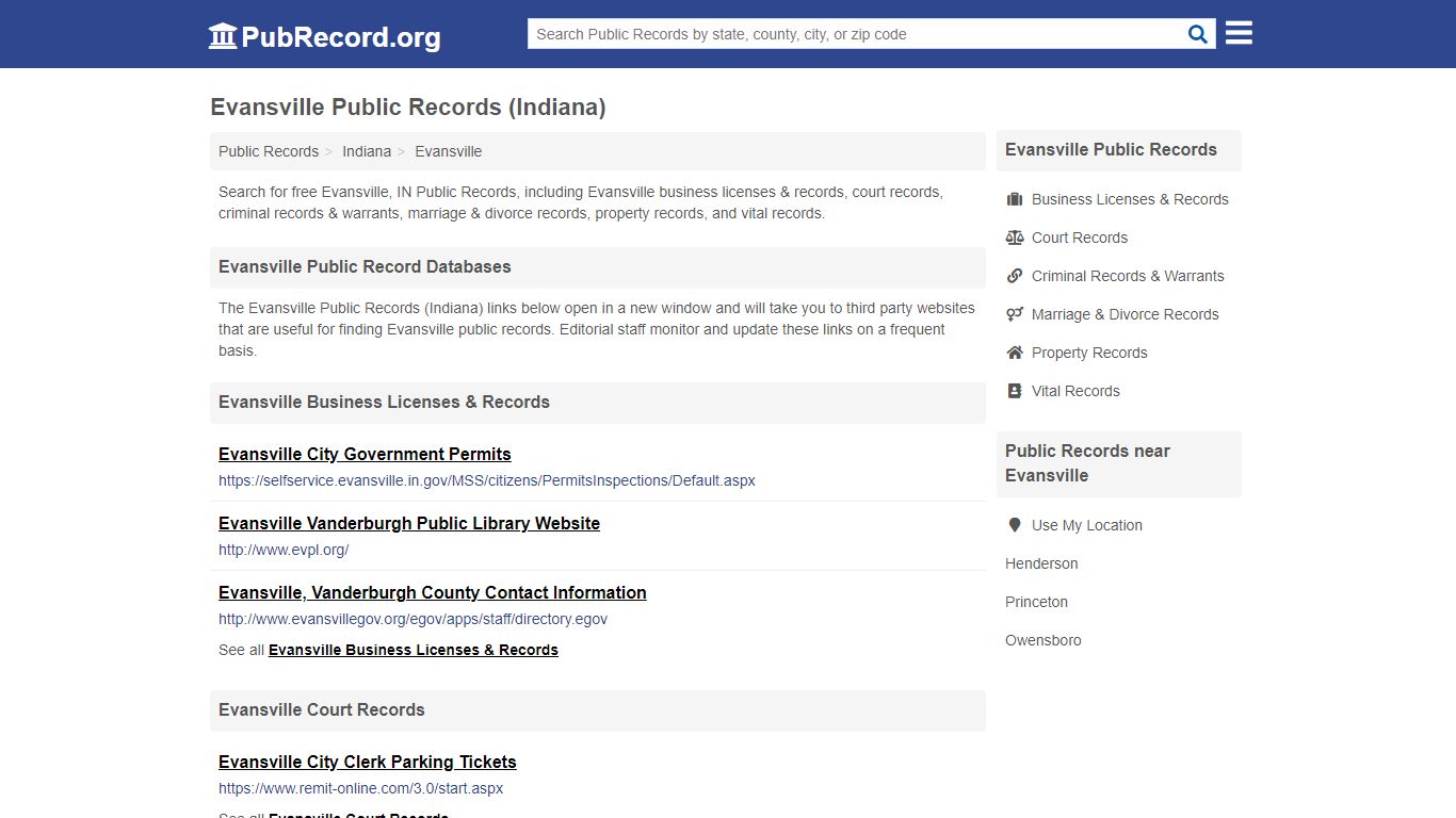 Free Evansville Public Records (Indiana Public Records)